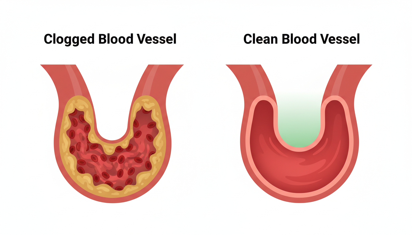 Clogged vs Clean Blood Vessels
