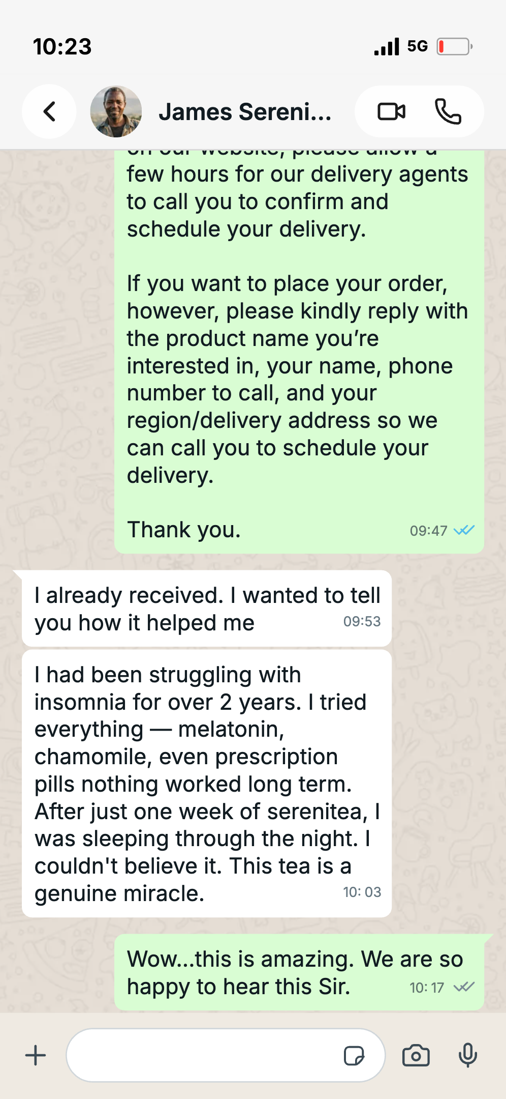 Customer WhatsApp Review