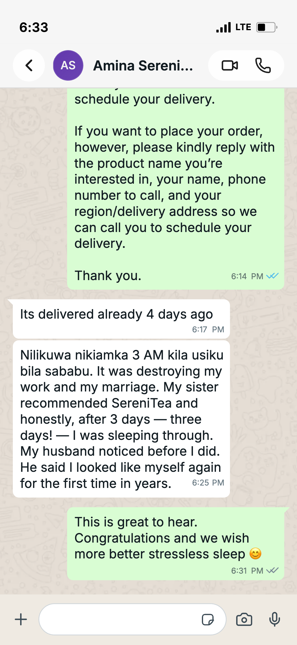 Customer WhatsApp Review