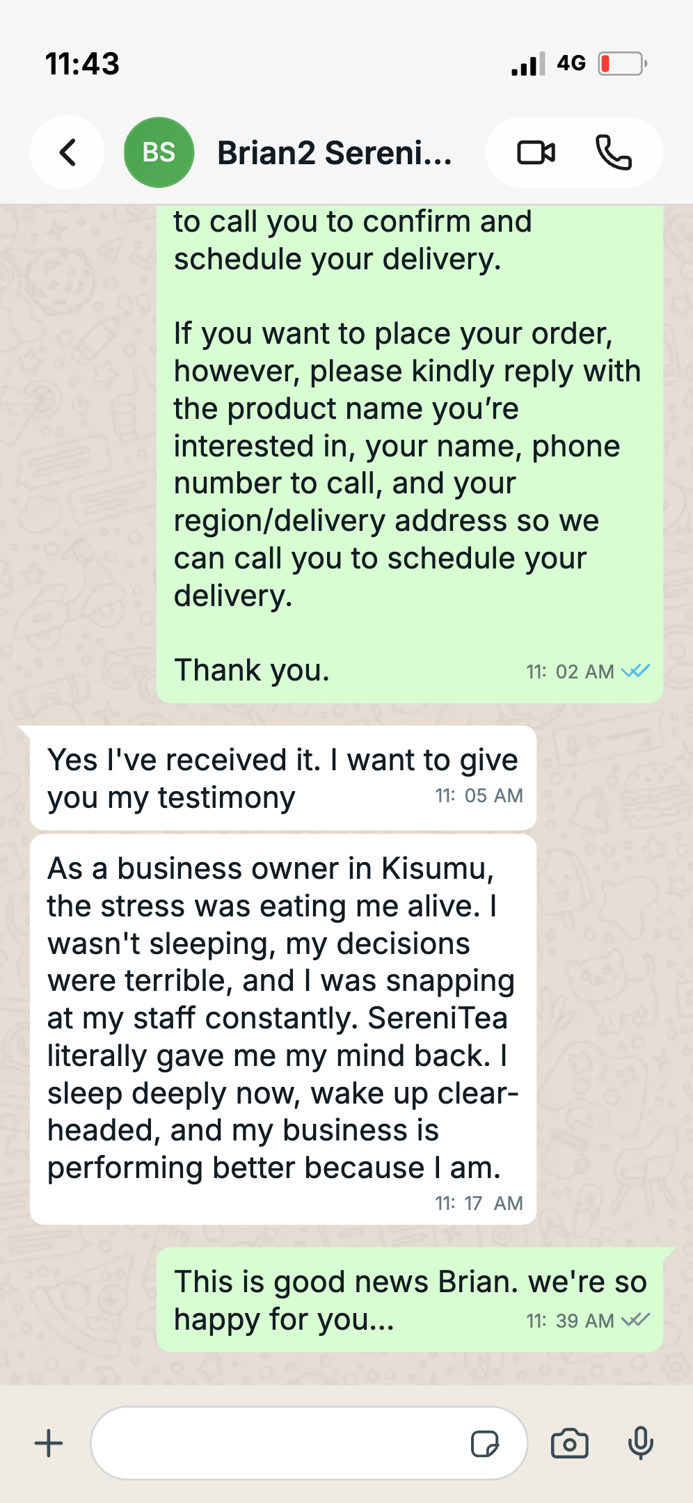 Customer WhatsApp Review