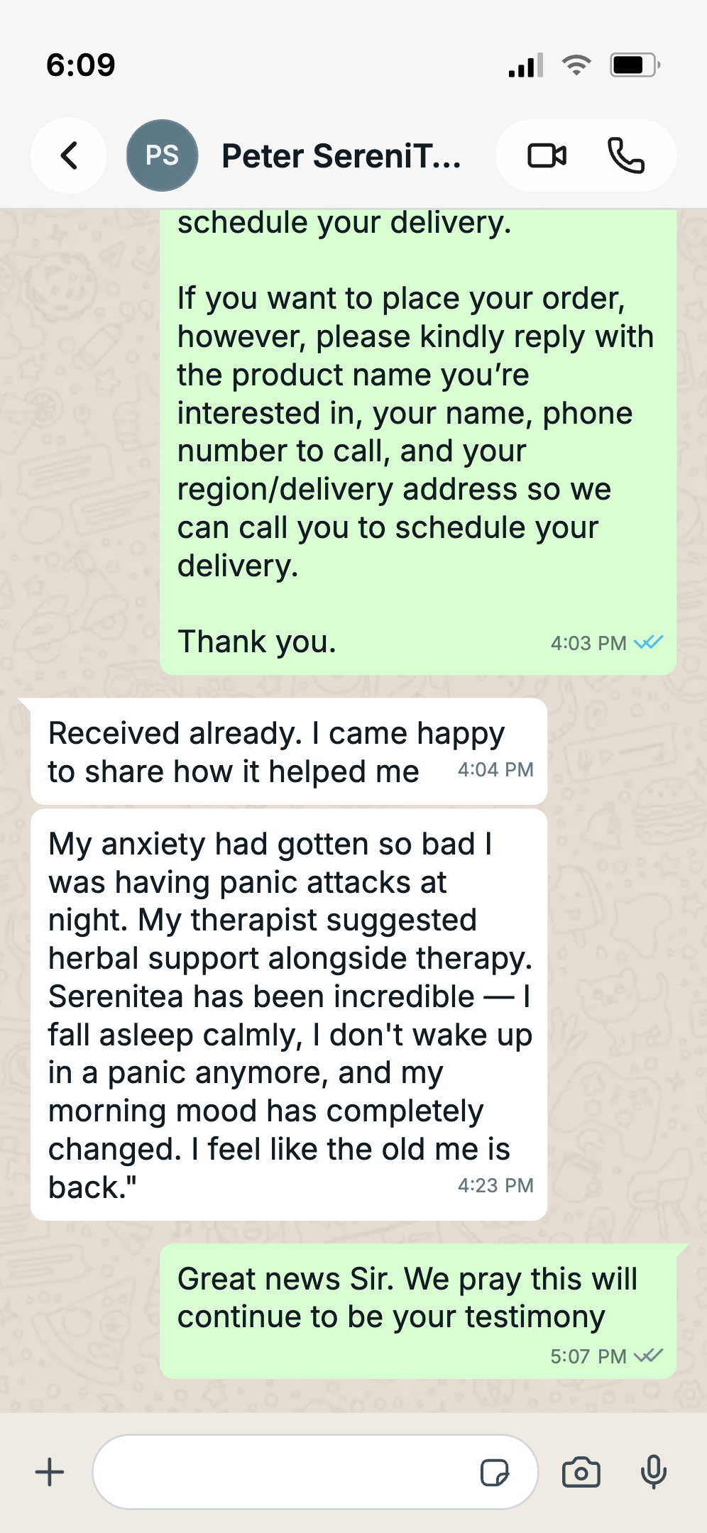 Customer WhatsApp Review